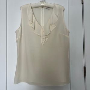 100% silk ruffled sleeveless top